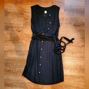NWOT! Gap Sleeveless Midi Shirt Dress Button Down w/ Tie Waist Black